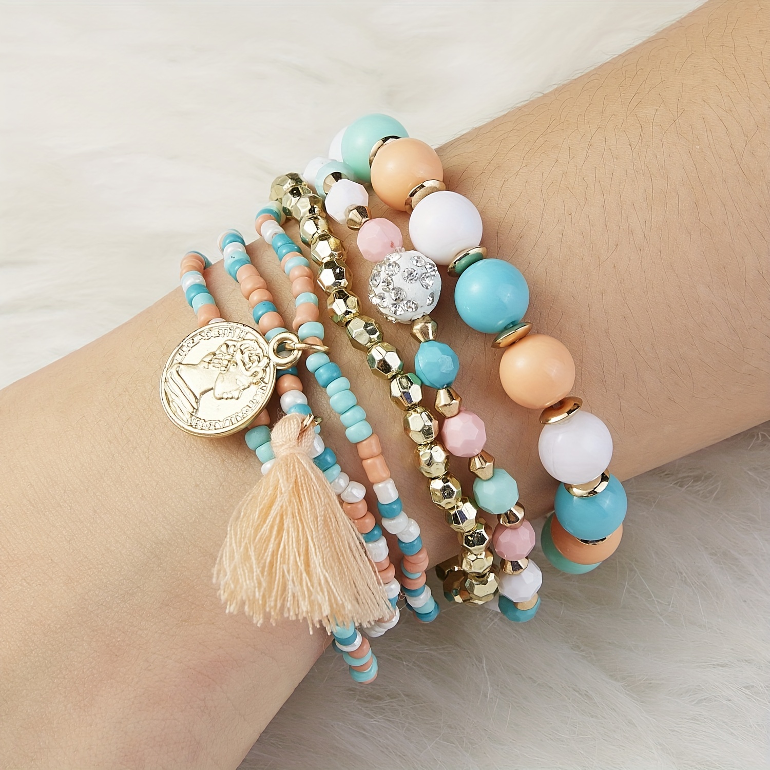 Bohemia Multilayer Crystal Stone Beads Charms Bracelets Colorful Rice Bead  - China Bracelet and Jewelry price