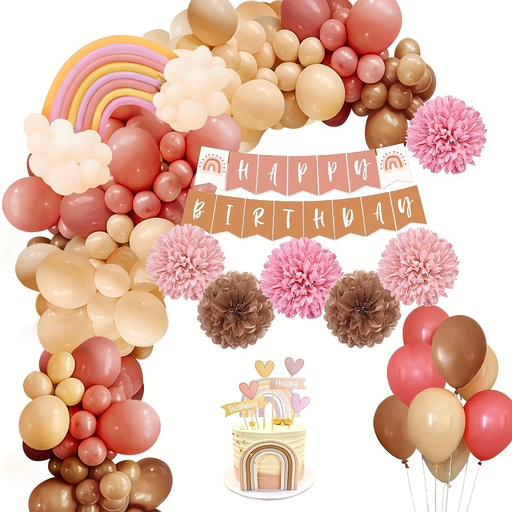 Baby Shower Decorations Girl Boy, Beige Cream Apricot Balloon Arch Kit with  Baby Banner, Champagne Gold Dots Girlie, Cake Topper, Paper Pom and Tissue