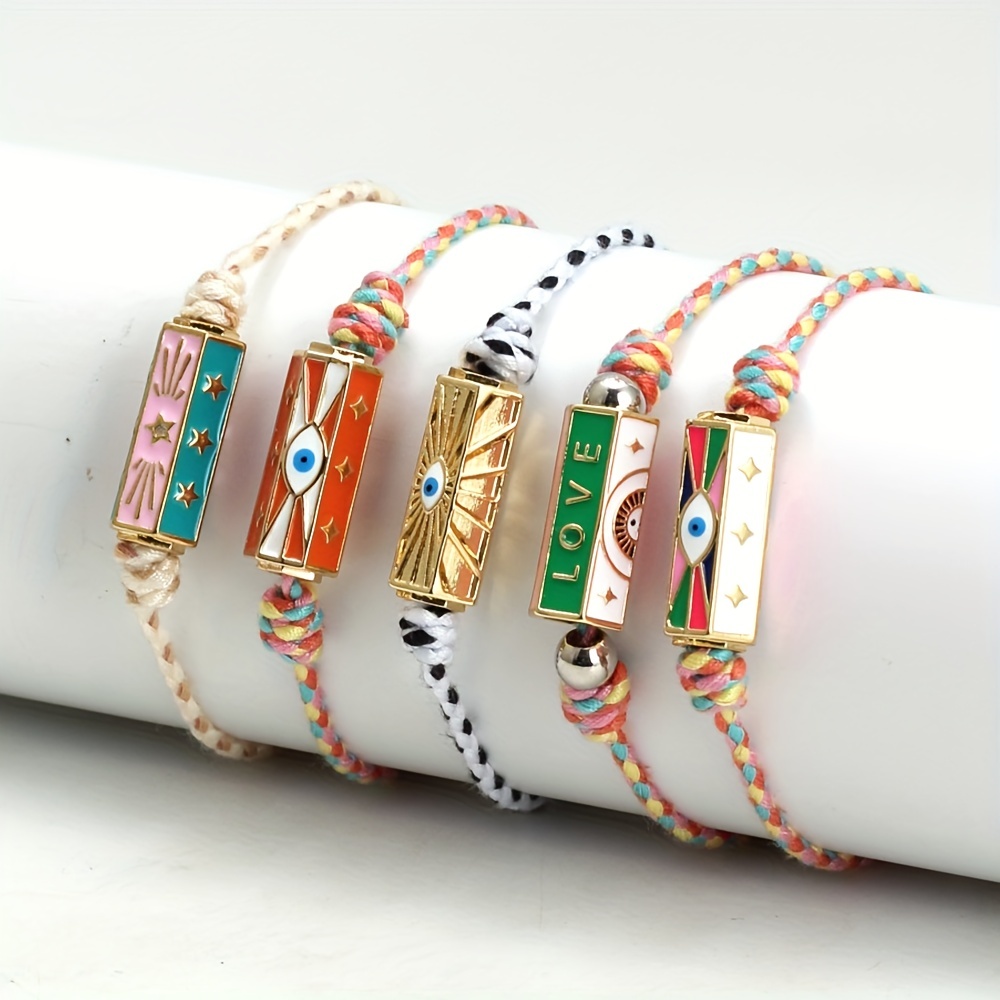 5pcs Gold Enamel Tile Beads, Trendy Tila Jewelry Making Supplies,  Friendship Bracelet Beads, Colour Block Beads