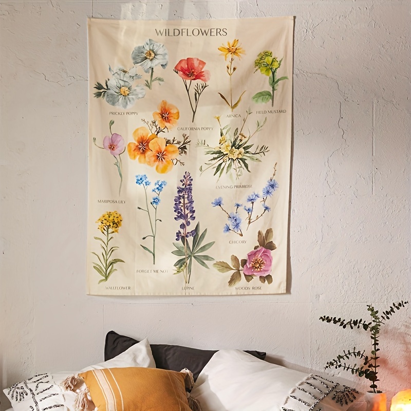 Beautiful Colorful Plants And Flowers Retro Garland Print Tapestry Home  Decoration Background Cloth, With Hooks - Temu