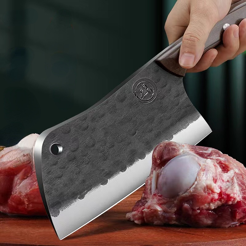 Feather Knife Effort Saving Chef Knife Serbian Chef Knife Set Boning Meat  Cleaver Knife High Carbon Steel Kitchen Cleaver with Sheath for Outdoor