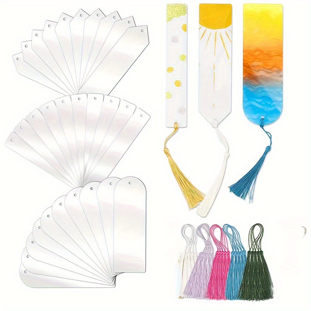 Clear Acrylic Bookmarks Penta Angel 15Pcs Rectangle Plastic Craft