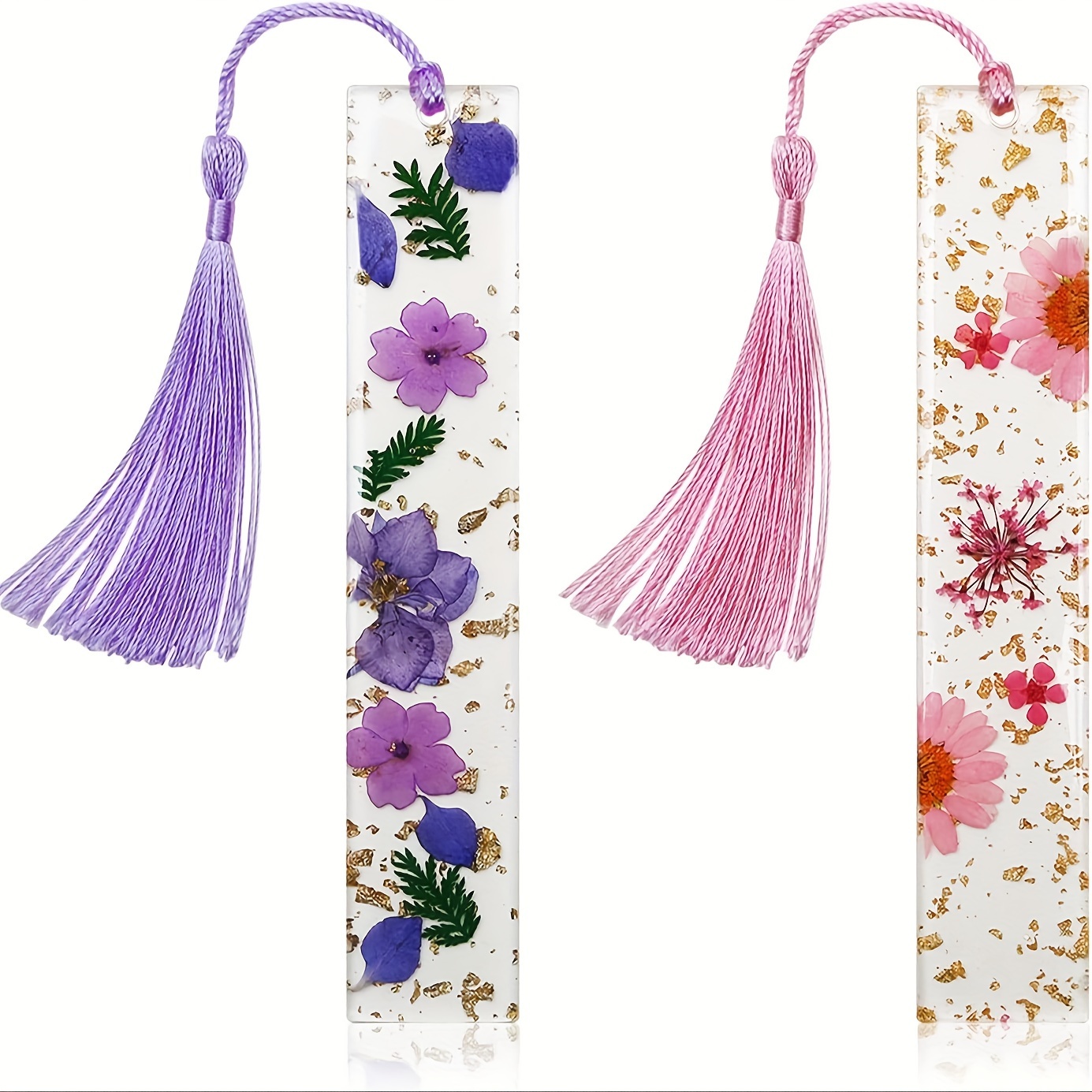 DIY Transparent Dried Flower Bookmark Making Kit Include Bookmarks Dried  Flowers Colorful Tassels and Tweezer Handmade Dried Floral Bookmark for