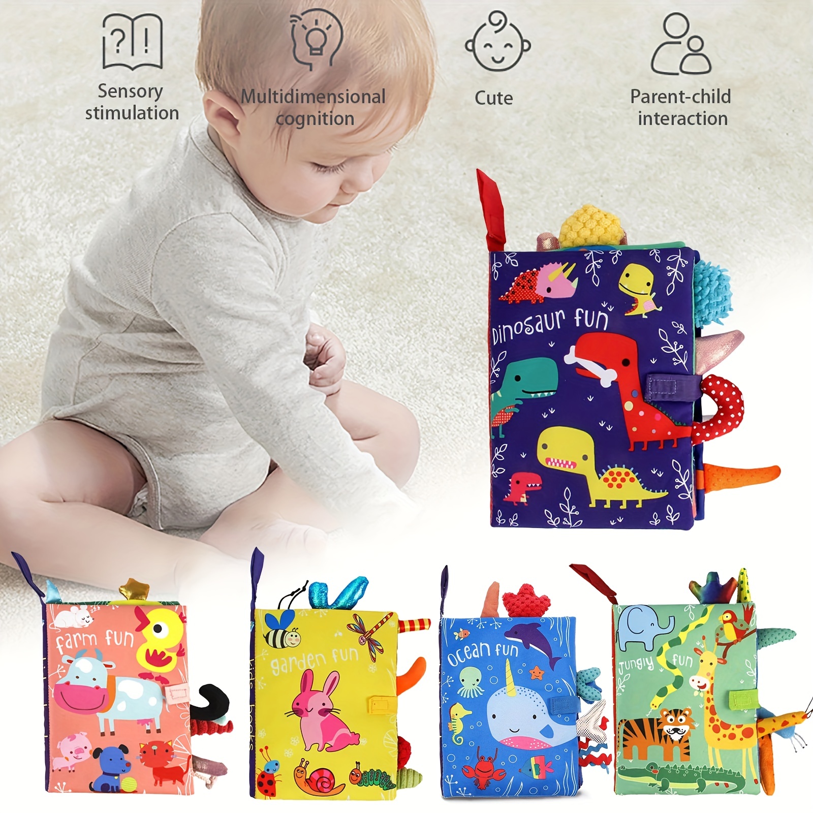  Libros para bebés de 0 a 6 meses, primer libro de tela  arrugada, juguete interactivo de educación temprana para bebés, niños  pequeños, 6-12 meses, regalo de cumpleaños para recién nacidos, juguete