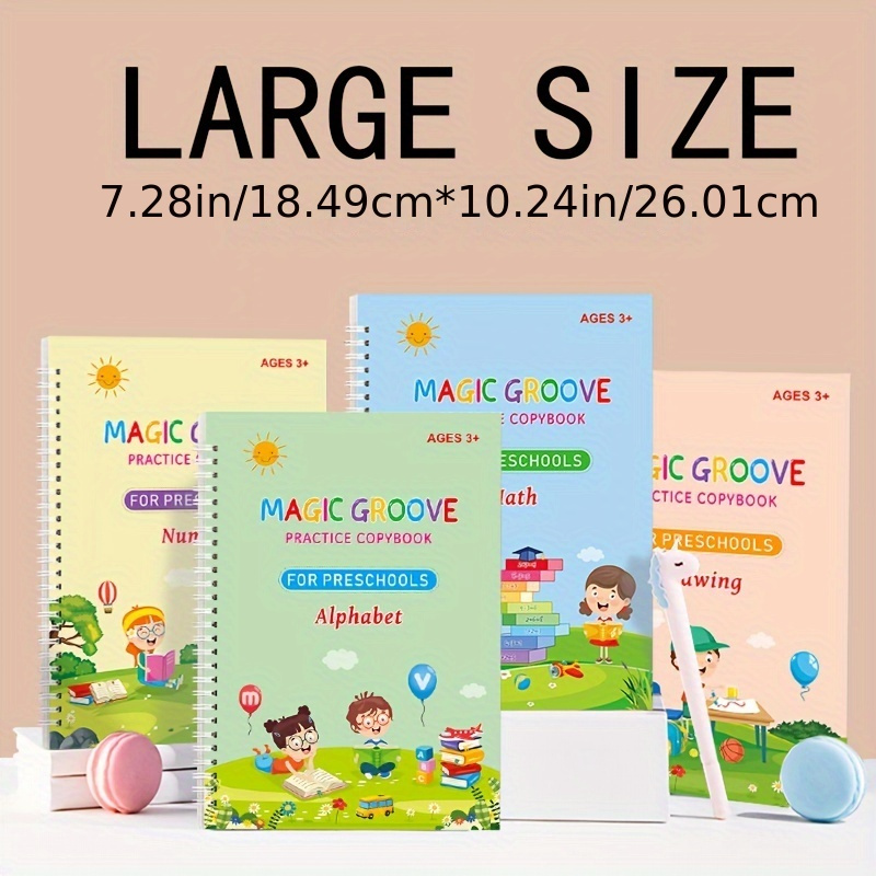 Magic Writing Workbooks with Pen Hold Aid Tool Grooved Handwriting Book kids  Writing Sticker Practice Copybook For Calligraphy - AliExpress