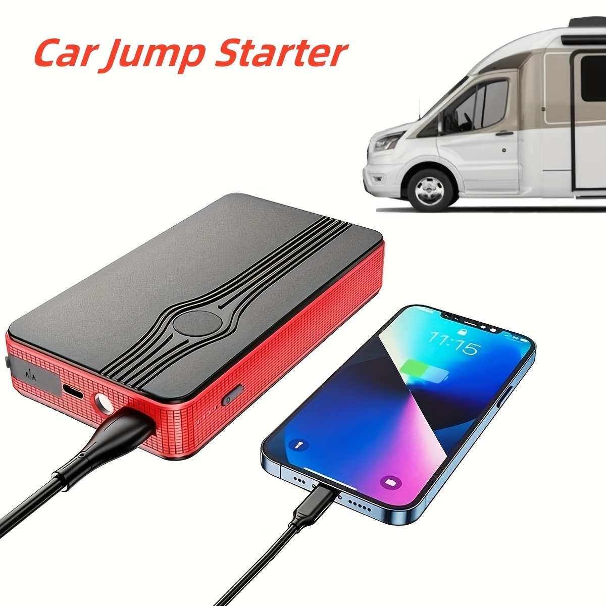 BR Hot Sale 12V Portable Mini Jump Starter Emergency Power Bank Car Battery  Booster Car Booster Starting Device Car Jump Starter