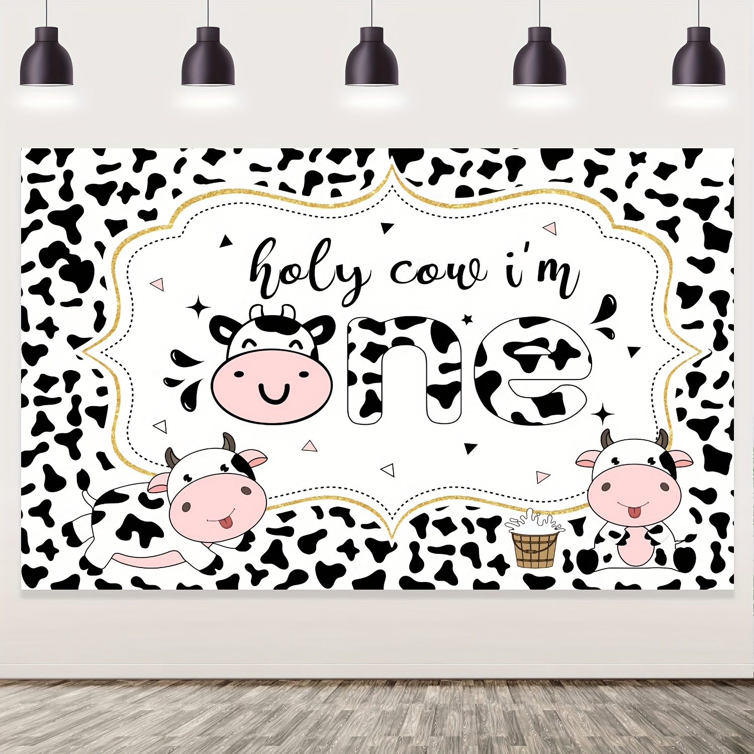 Moo Moo I'm 2 Set Cow 2nd Birthday Pink & Blue Fence Farm 