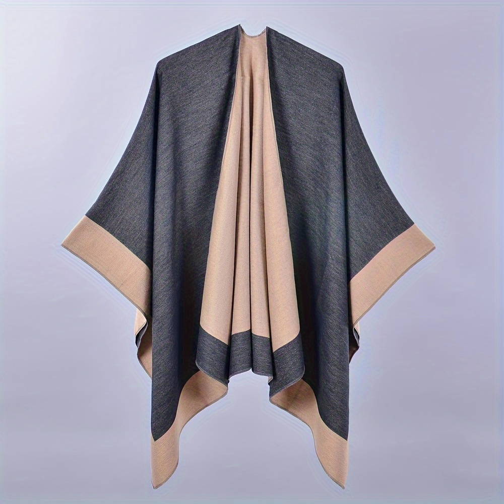 Boho Thicken Warm Shawl Plaid Tassel Cape Coat Hooded Wrap Mature Knitted  Outwear Shawl For Winter - Temu Canada