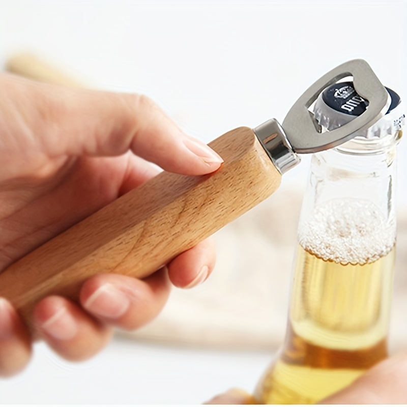 Kitchen Must-have: Wooden Handle Multifunctional Manual Can & Bottle Opener  - Portable & Durable! - Temu