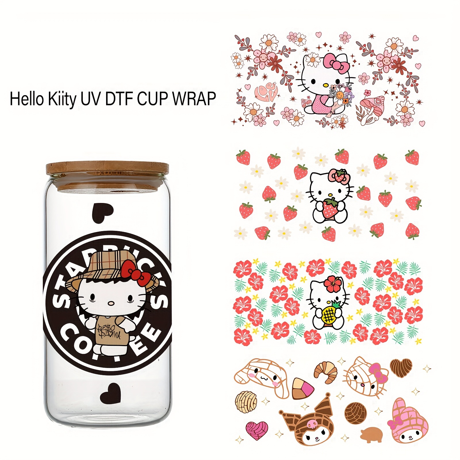 1 Piece UV DTF Cup Wrap, Transfer Stickers for Glass Uv DTF Pokemon group