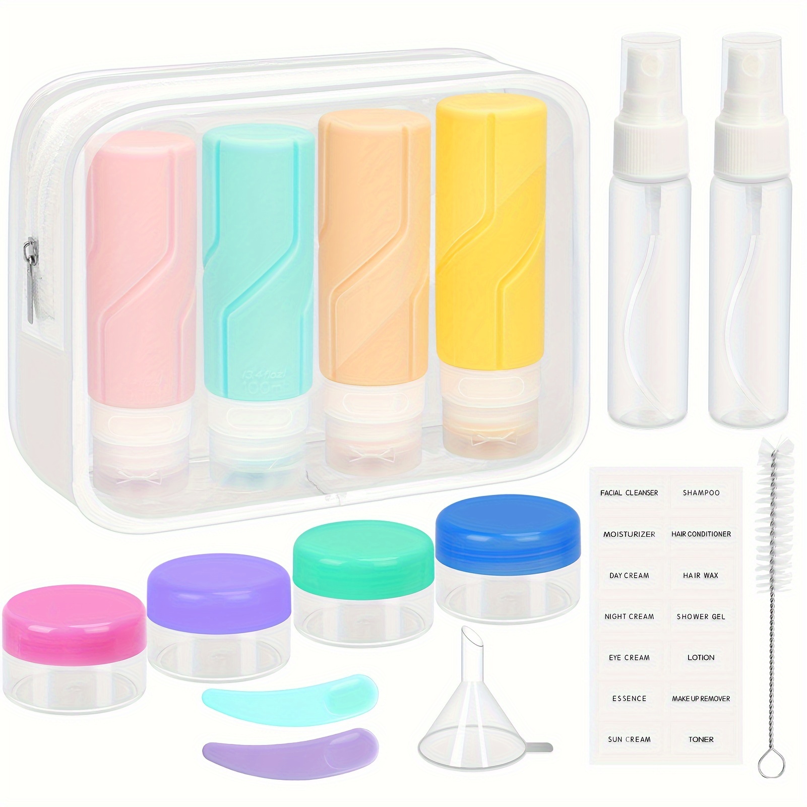 11pcs Travel Bottles Containers With Toiletry Bag, Leak-proof Liquid  Dispensing Bottle, Carry-on Cosmetic Bag, 1set 11 In 1 Travel Accessories  For Airplane,Travel Bottles Kit, Leak Proof Portable Toiletry Containers  Set, Clear PET