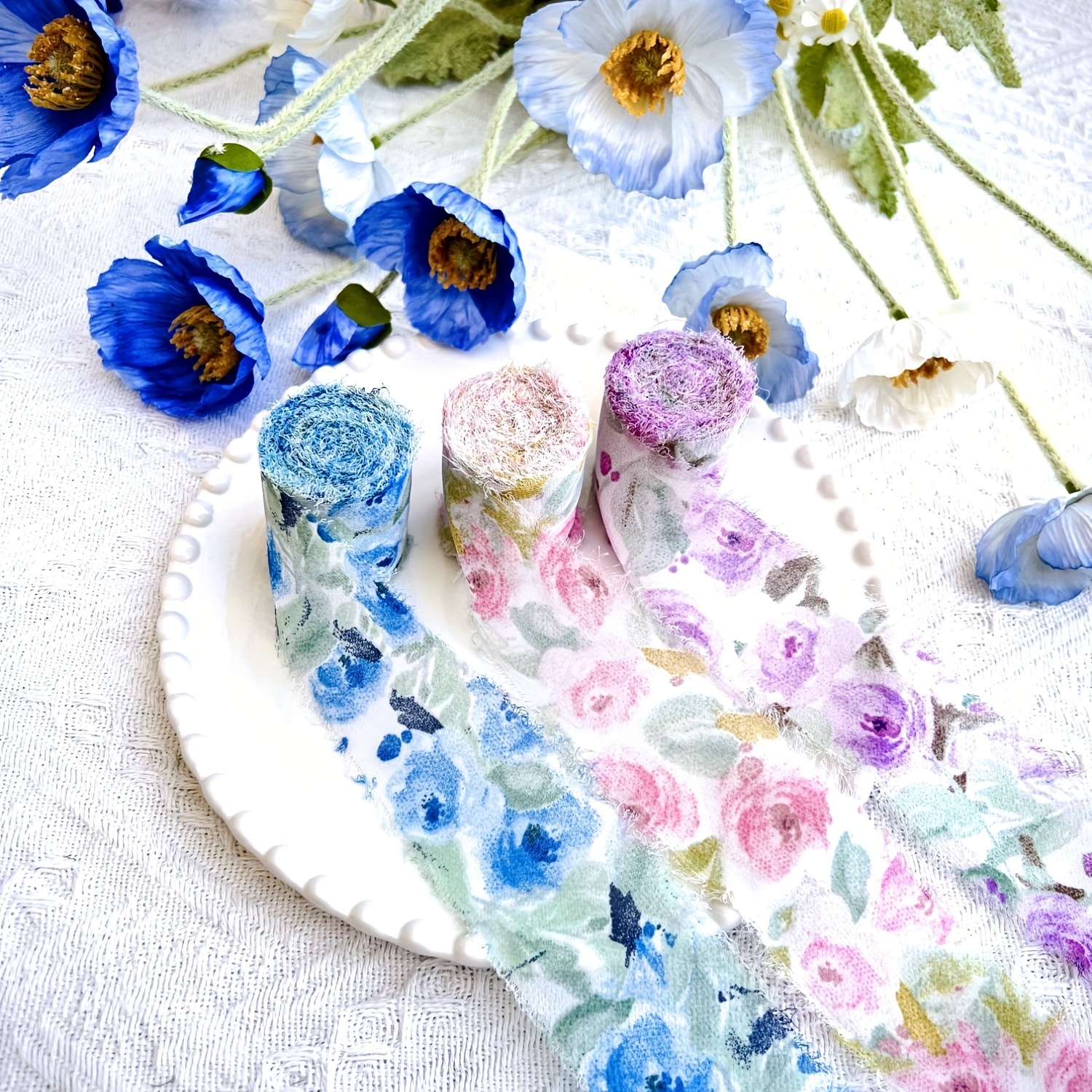 1 Roll Artistic Ribbon DIY Flower Packing Wedding Bouquet Decorative  Chiffon Lace Organza Ribbon BEIGE BEST WISHES 