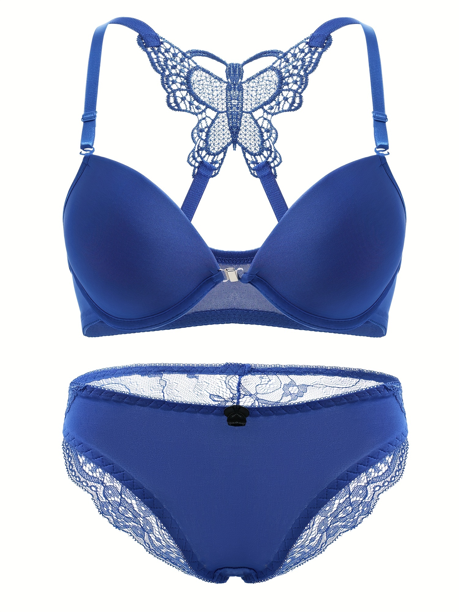 Contrast Lace Push Up Bra, Sexy Butterfly Embroidery Intimates Bra, Women's  Lingerie & Underwear