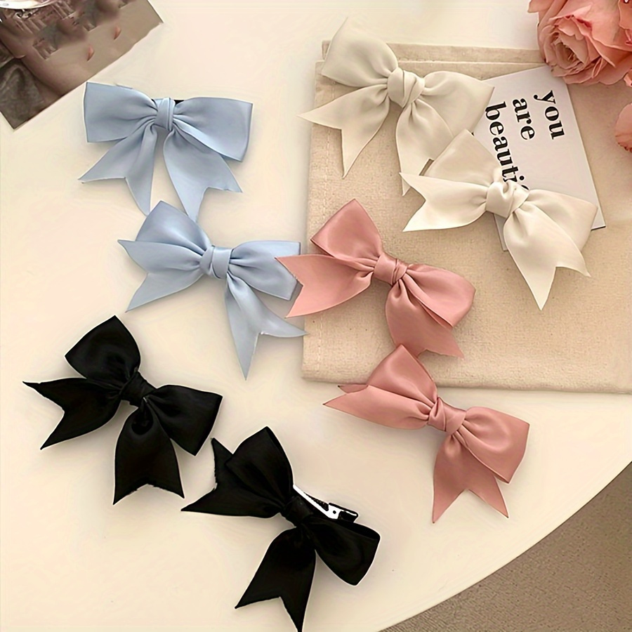 2PCS Velvet Hair Bows Ribbon Hair Clip Beige Pink Accessories Ponytail  Holder Accessories Slides Metal Clips Hair Bow for Women Girls Toddlers  Teens