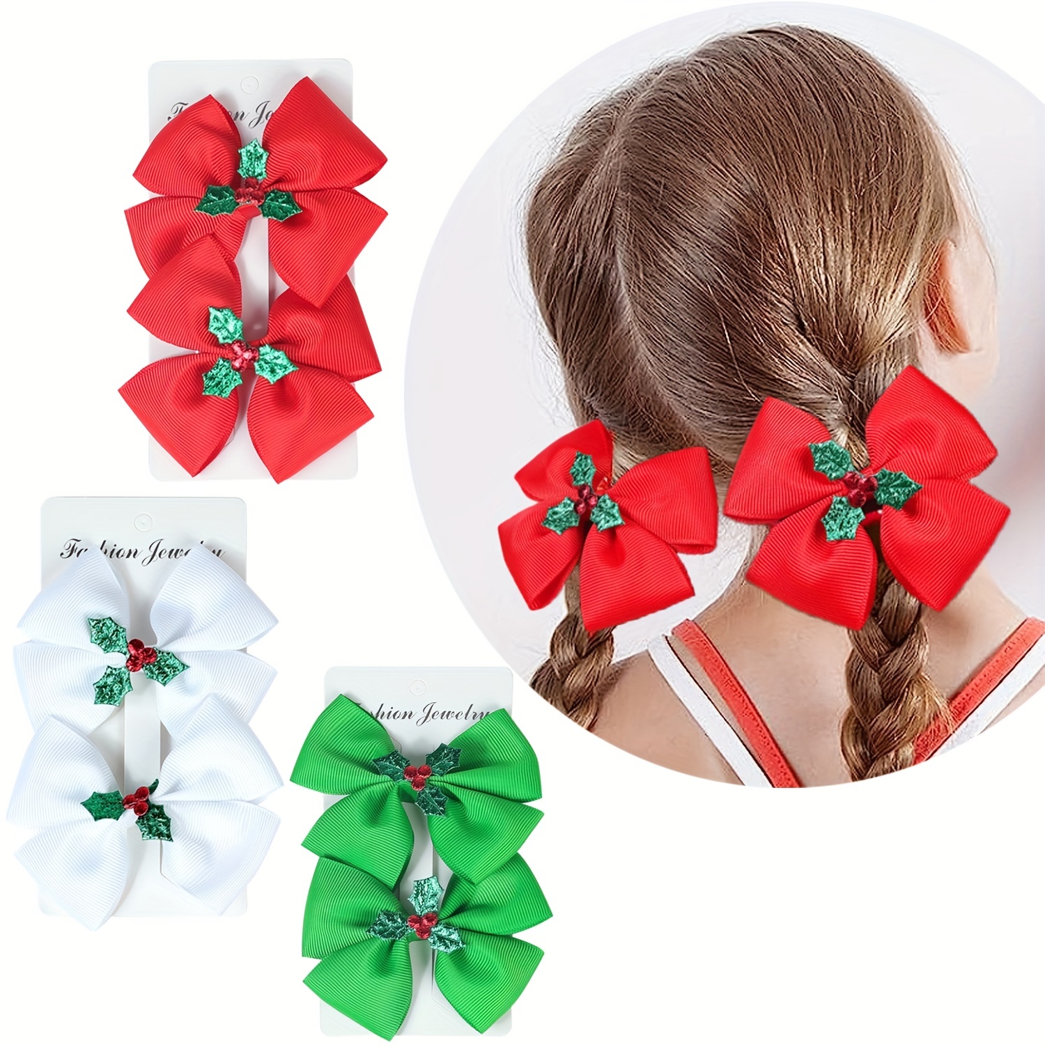 4/6/8pcs Christmas Bows New Year Party Decor Hair Bows for Girl