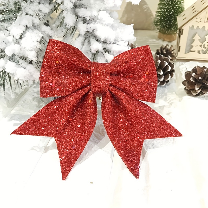 Red Bow Christmas Tree Decorations, Flocked Wreath Bows With Glitter Gold  Edge, Suitable For Christmas Home Fence Stair Railing Fireplace Indoor  Outdoor Front Door Decoration - Temu United Arab Emirates