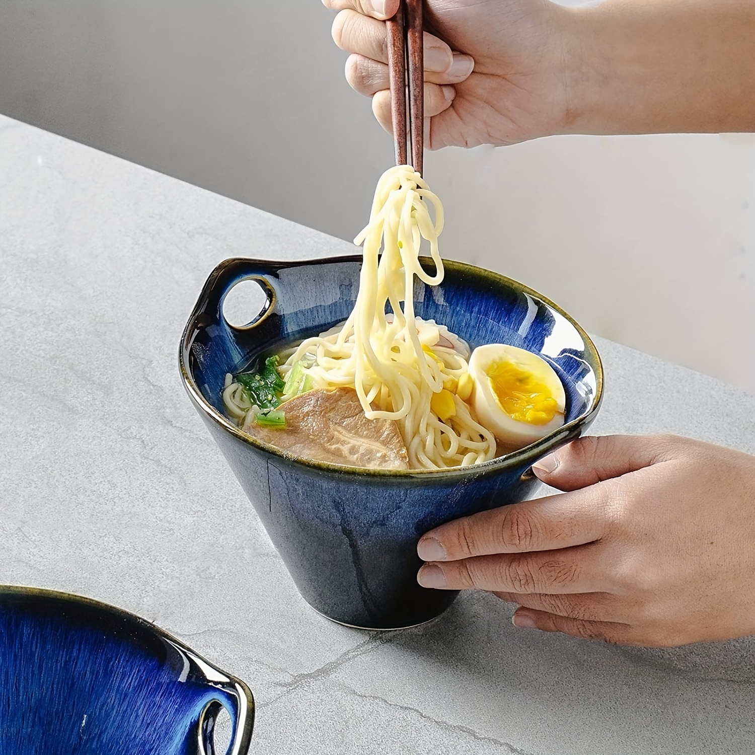 Set Of 2, Ceramic Ramen Bowl, 60 Oz Japanese Noodle Soup Bowls With Spoons  And Chopsticks For Ramen Soup Pho Udon Soba Asian Noodles, Large Noodle Bow