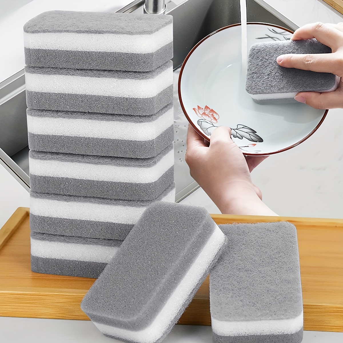 Kitchen Sponge, Household Cleaning Sponge Wipe, Dishwashing Sponge,  Double-sided Scouring Pads, Pot Sponge, Magic Wiper, Strong  Decontamination, Cleaning Supplies, Cleaning Gadgets, Useful Tool, Ready  For School - Temu