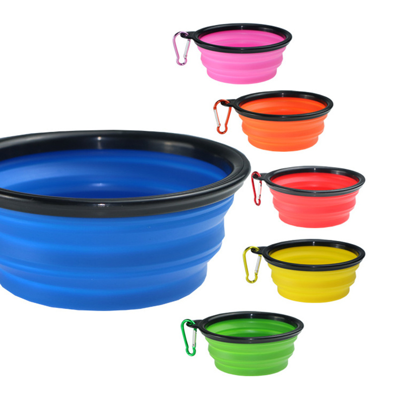 YAPROMO 1000 ML Collapsible Travel Bowl Silicone Pet Bowl with Lid