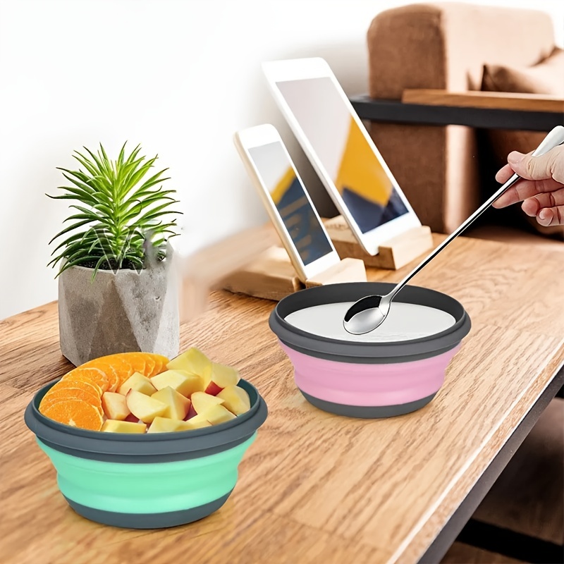 3pcs/set Portable Folding Bowl Telescopic Collapsible Salad Bowl For  Kitchen Outdoor Camping Tableware Folding Lunch Box With Lid Portable  Picnic Bowl Set Kitchen Tableware Kit Foldable Fruit Salad Bowl College  Dorm Essentials