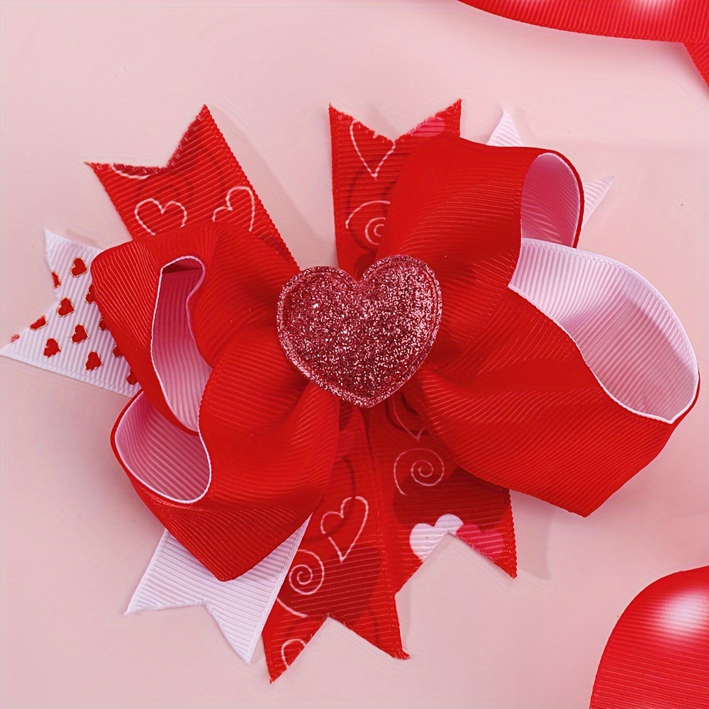 Valentine Heart Ribbon Art Hair Clip