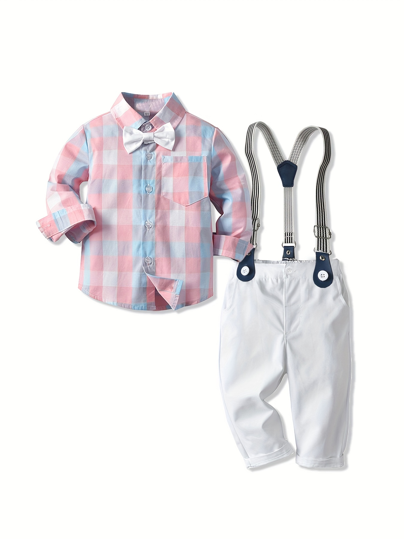 Baby boy outlet white suspender outfit