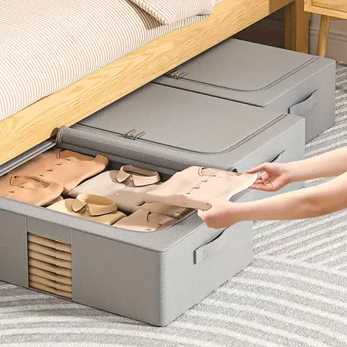 Cajas organizadoras de plástico planas con ruedas para el hogar, cajón bajo  debajo de la cama