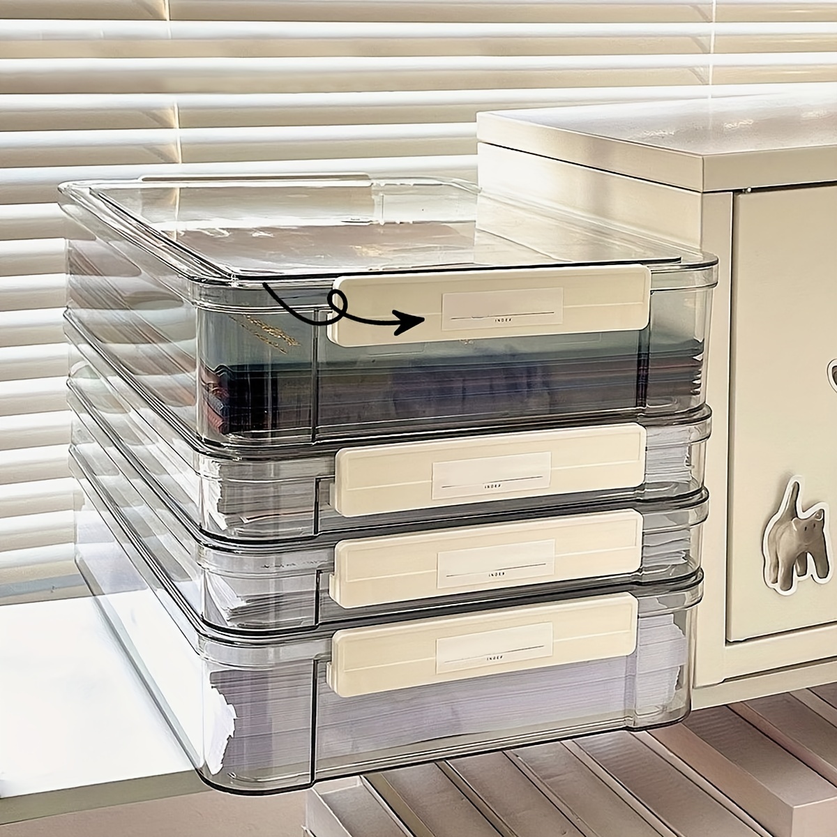 A4 File Storage Box Portable Project Case Clear Plastic Box 12 x 9Inch  Office Supplies Desk Organizer and Accessories Y3NC