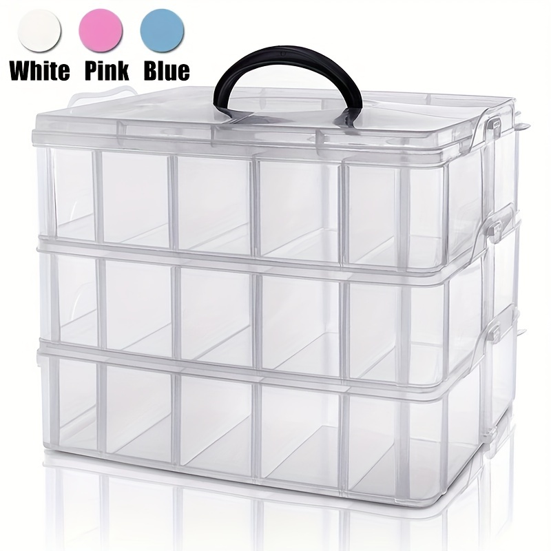 MPM 2 PACK Stackable Foldable Clear Storage Box with Lid and