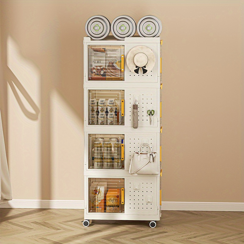 Foldable Clothes Storage Cabinet With Wheels Splicing - Temu