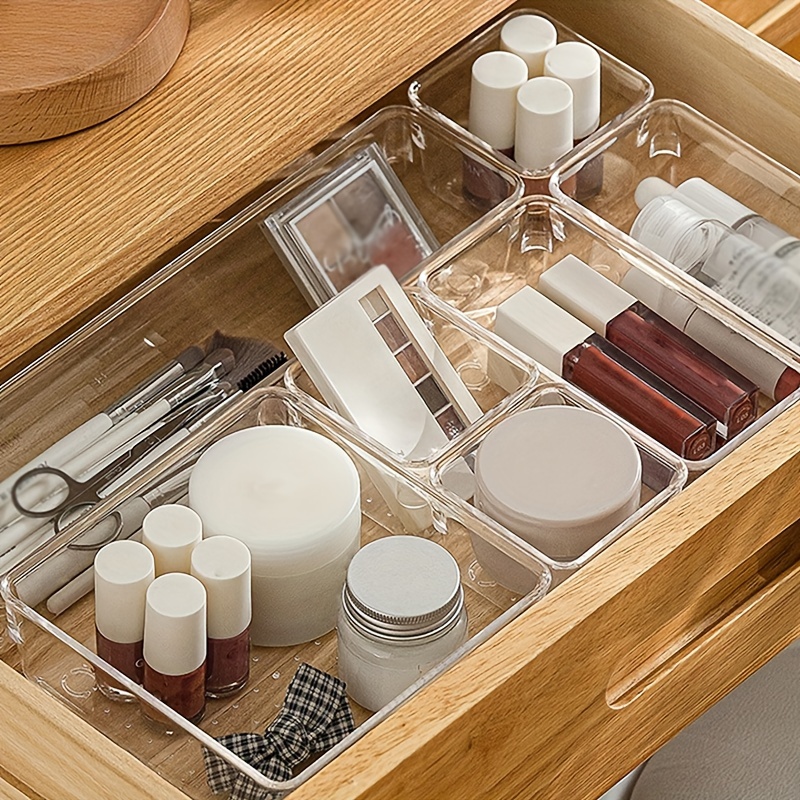 Clear Kitchen Drawer Organizer Set Drawer Grid Storage Box - Temu