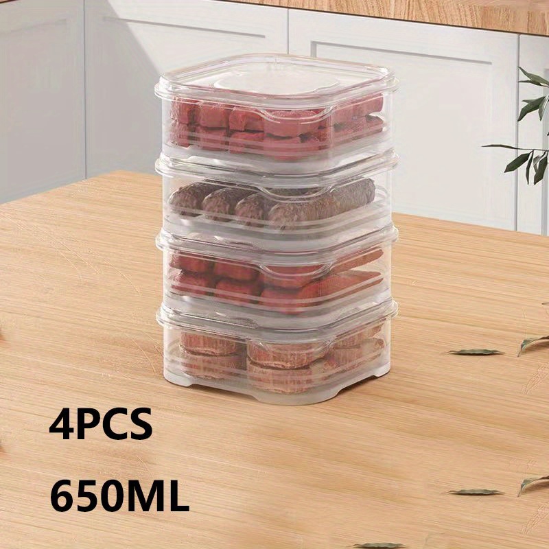 4pcs/set Small Size Refrigerator Preservation Box With Lid, Sealed