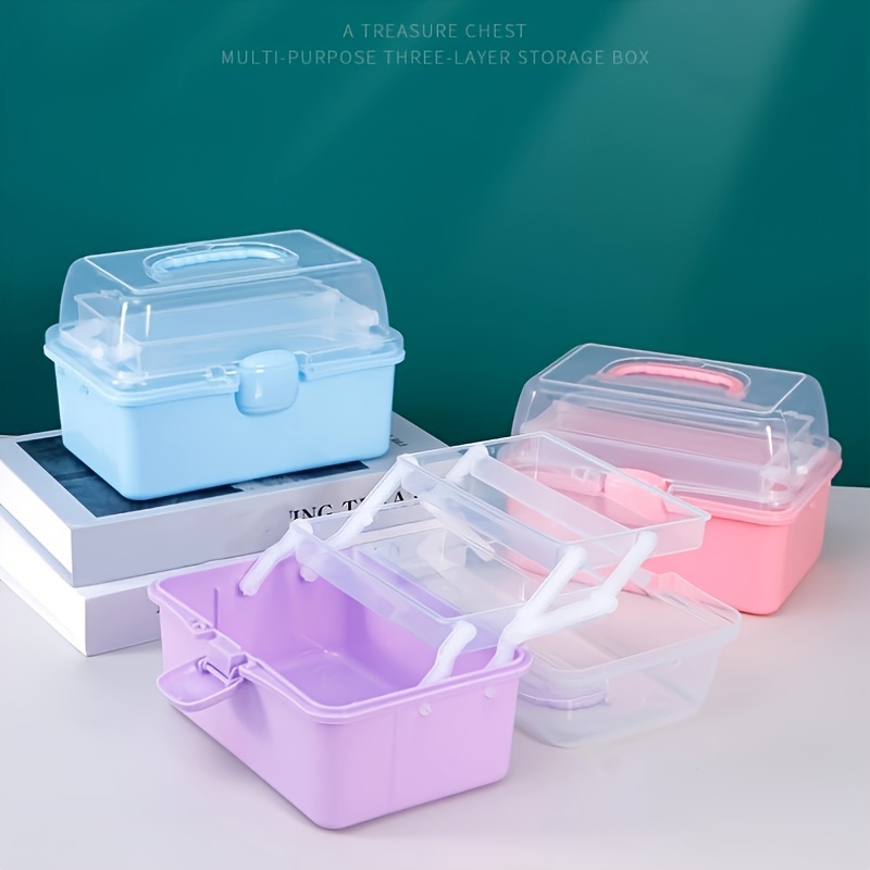 11'' Clear Plastic Craft Storage Box, Sewing Box Organizer 3-Layers with  Removable Tray, Art Storage Box with Handle - AliExpress