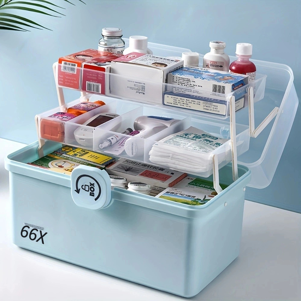 Caja de primeros auxilios de la familia de plástico, caja vacía de la  cerradura de la medicación, blanco