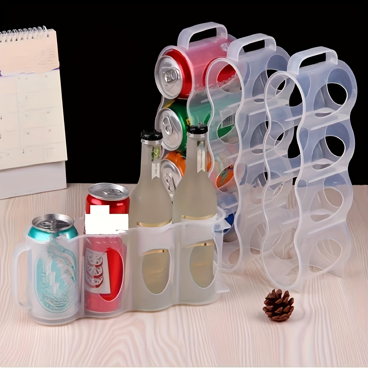 4 Pcs Plastic Portable Soda Can Organizer for Refrigerator