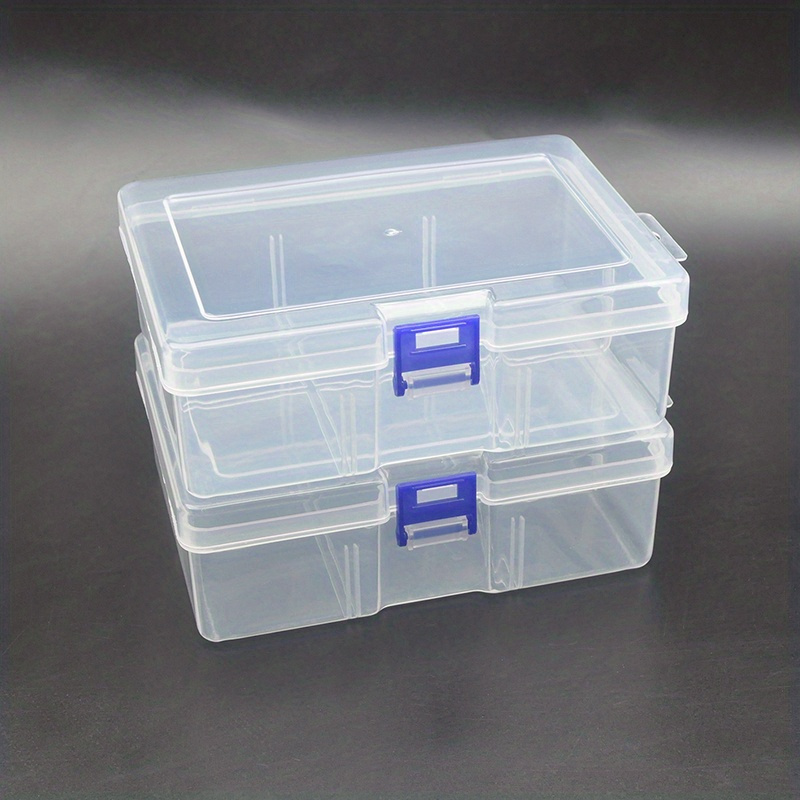 Contenedores de almacenamiento organizadores de tornillos, paquete de 2  contenedores apilables con tapas, compartimentos divisores para garaje y