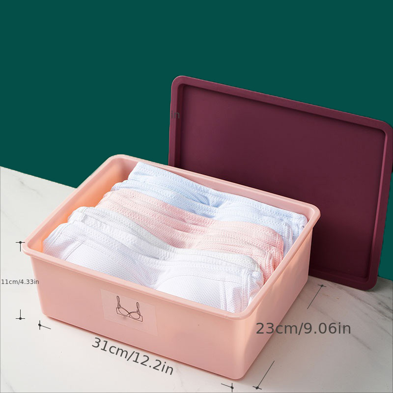 Storage Box Closet Organizer for Underwear Three-in-one Socks Bra and Panties  Drawer Compartmentalizing Boxes Household with Lid