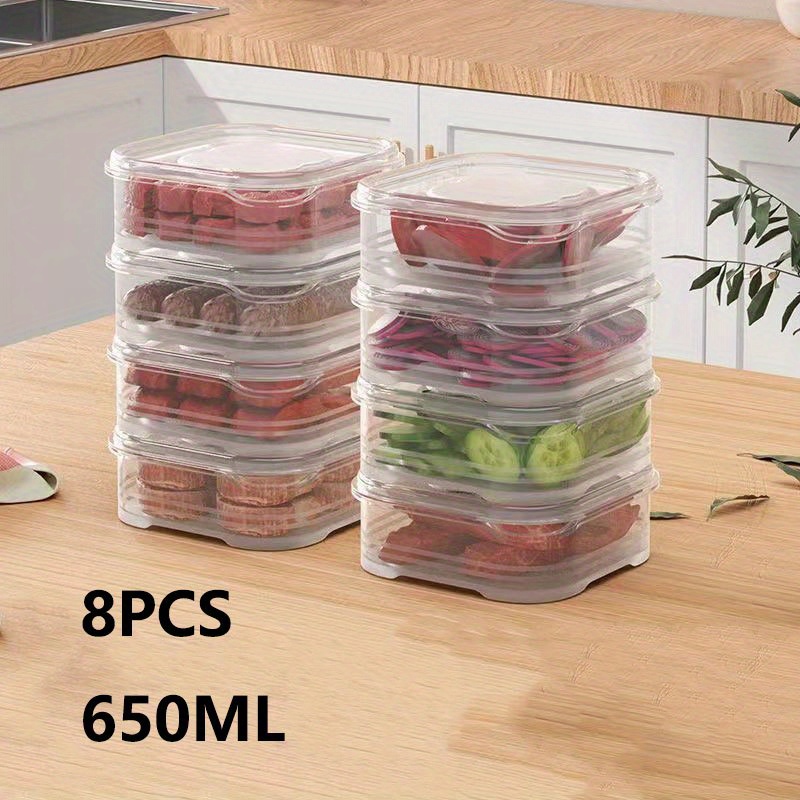 8 Pieces Refrigerator Organizer Bins Clear Plastic Bins for Fridge