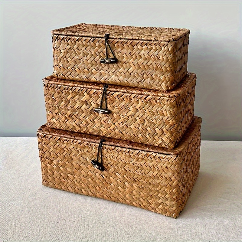 Vintage Handwoven Storage Basket Fruits Plastic Storage - Temu