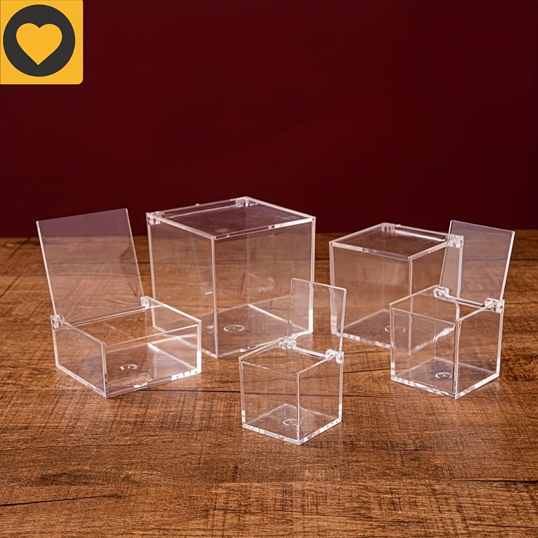 1pc Caja Cuadrada Acrílico Pequeña Tapas Transparentes Cajas - Temu