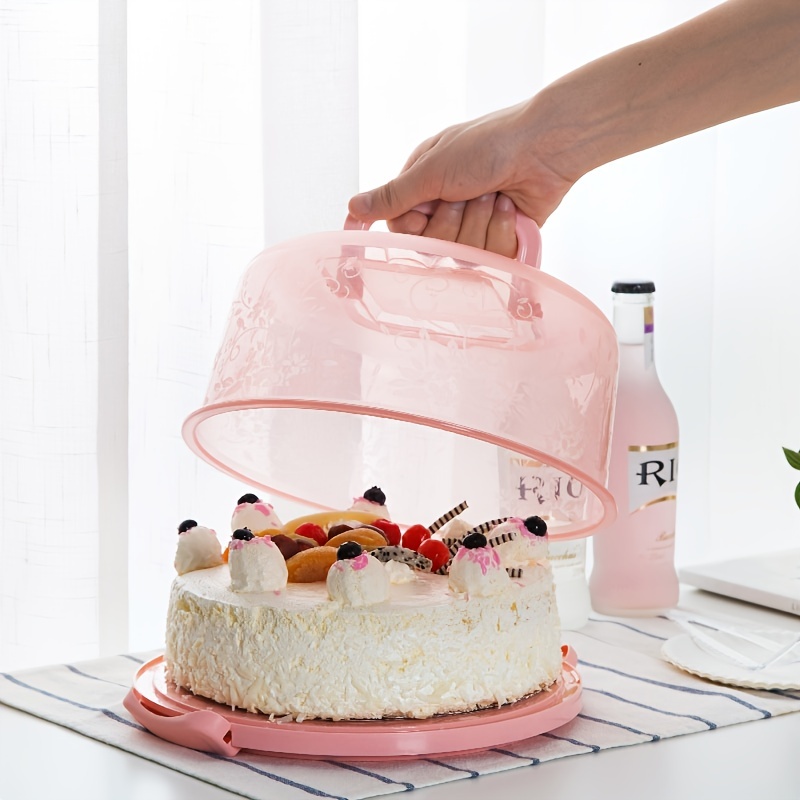 Cake Carrier Storage Container With Lid and Handle, Round Cupcake Keeper  Cheesecake Holder for Transport Cakes, Pies, Desserts 