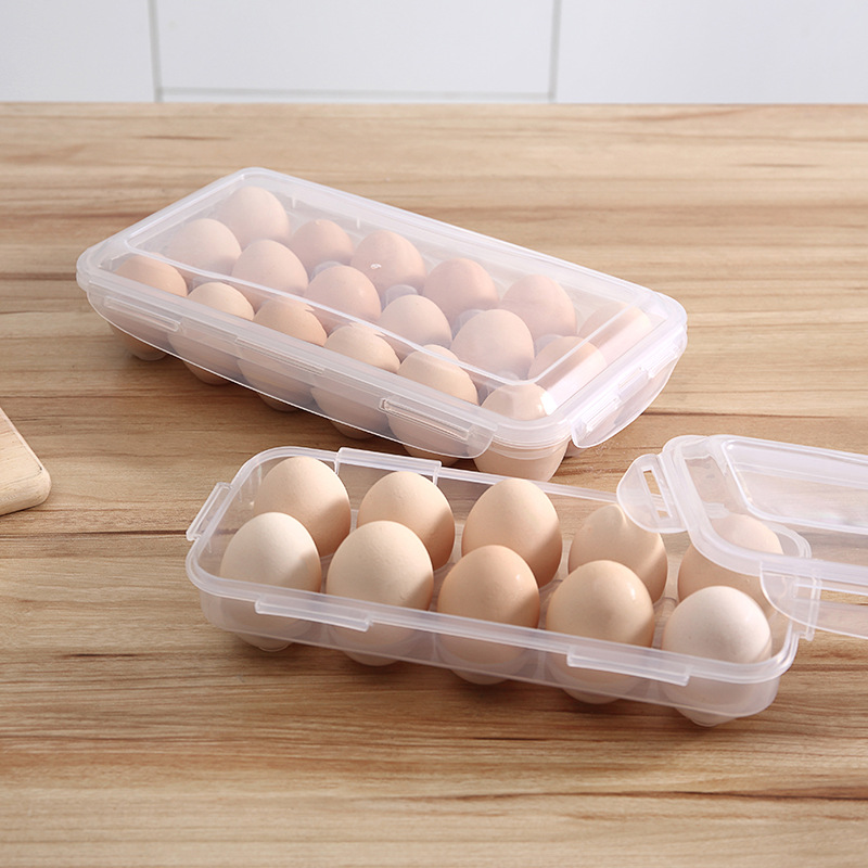 Plastic 15-grid Egg Holder, Transparent Single-layer Egg Storage Container,  Refrigerator Storage Box With Crash-proof Design, Portable Egg Carrier