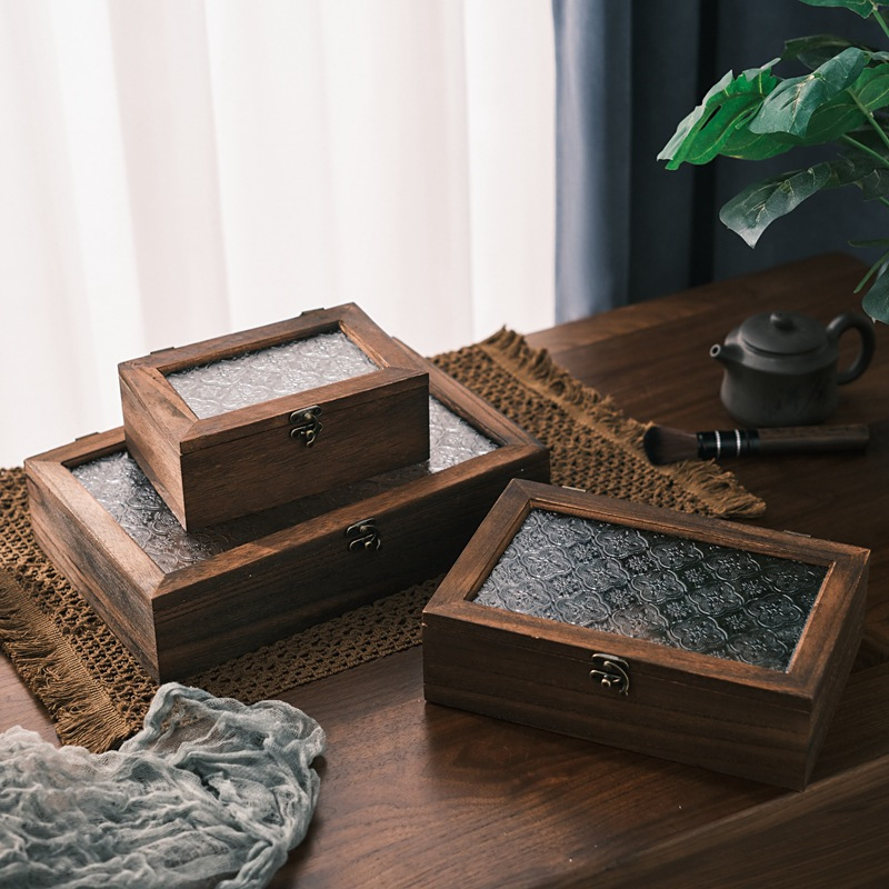 1set, Large Stash Box, Wooden Storage Box With Tray, Bamboo Storage Box  With Lock And Accessories, Smoking Paper Anti-odor Canister Private Box  With B