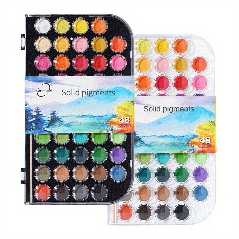 Watercolor Paint, 48 Colors Pan with 3 FREE Paint Brushes - Set of 48