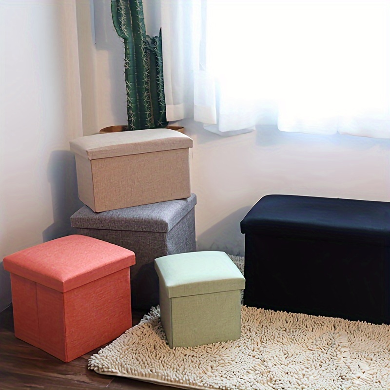 1pc Grande Pouf Portaoggetti Pieghevole In Lino Pouf - Temu