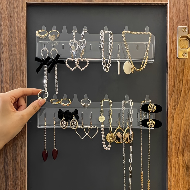 Organizador de joyas colgante, colgador con 30 ganchos, montado en la pared  para collares, aretes y anillos (blanco)