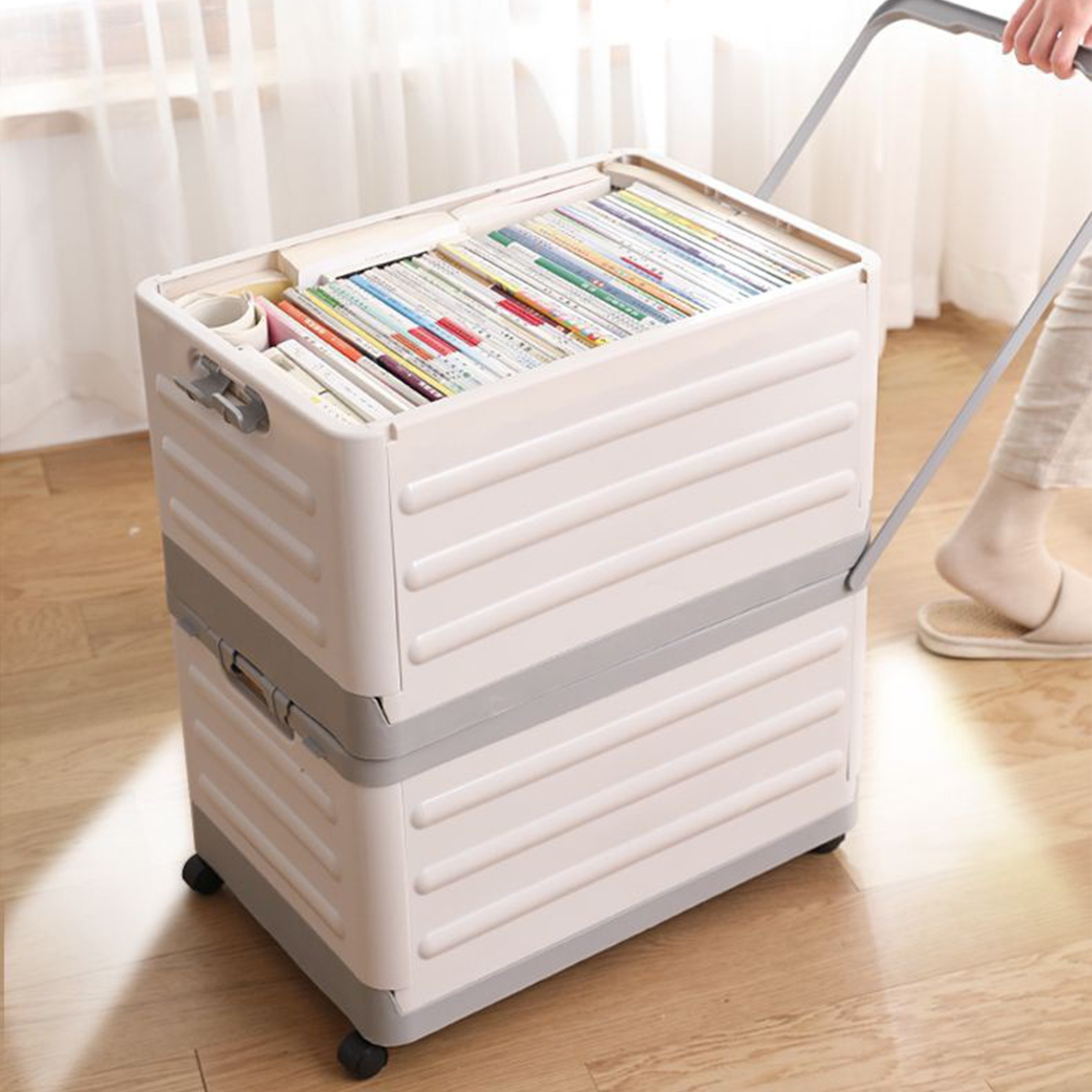 Foldable Storage Box With Lid Multifunction Plastic Organizer Closet