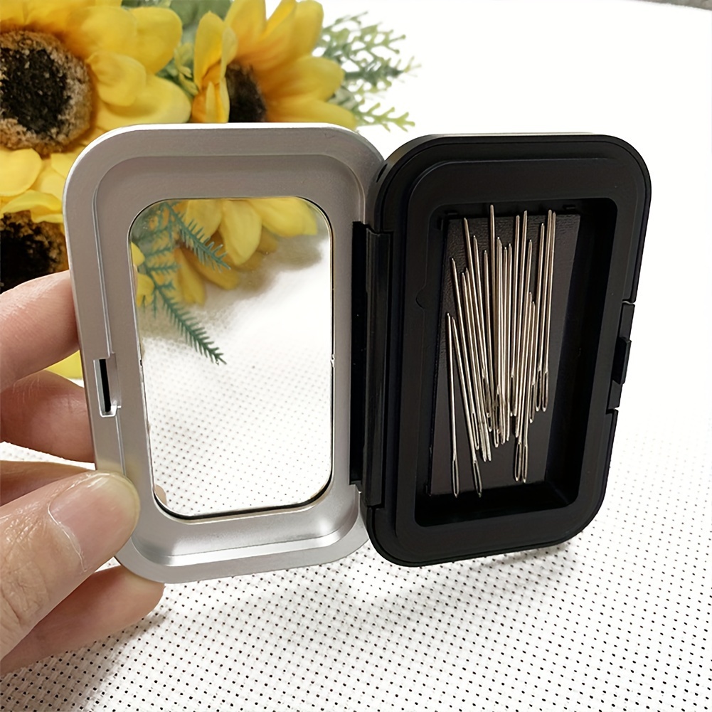 1PC Vintage Metal Needle Case with 12pcs Big Eye Self Threading