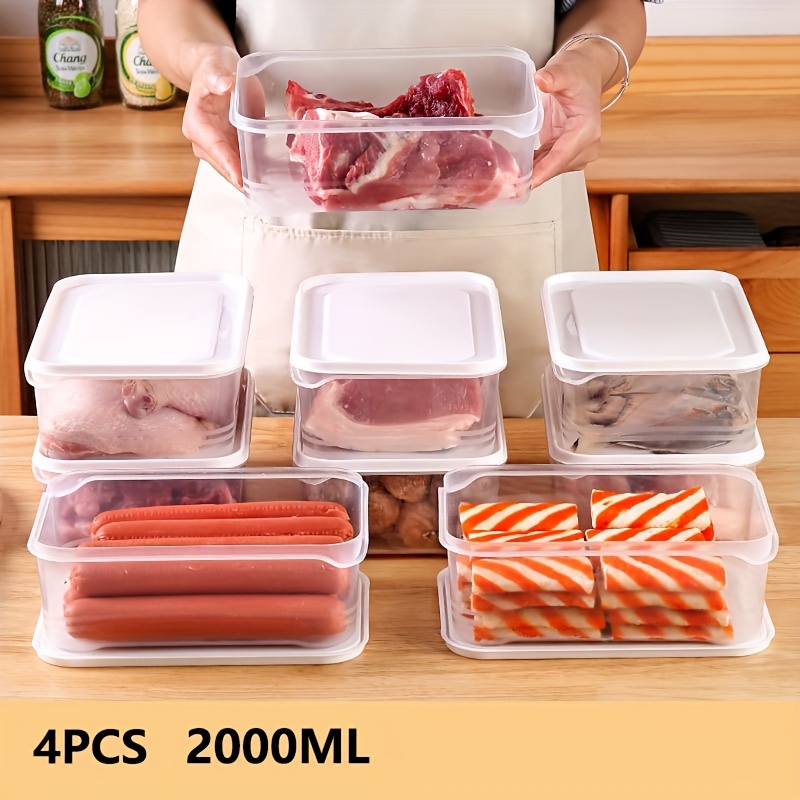 4 Pcs 2-Compartment Container Food Prep Containers Fruit Lids