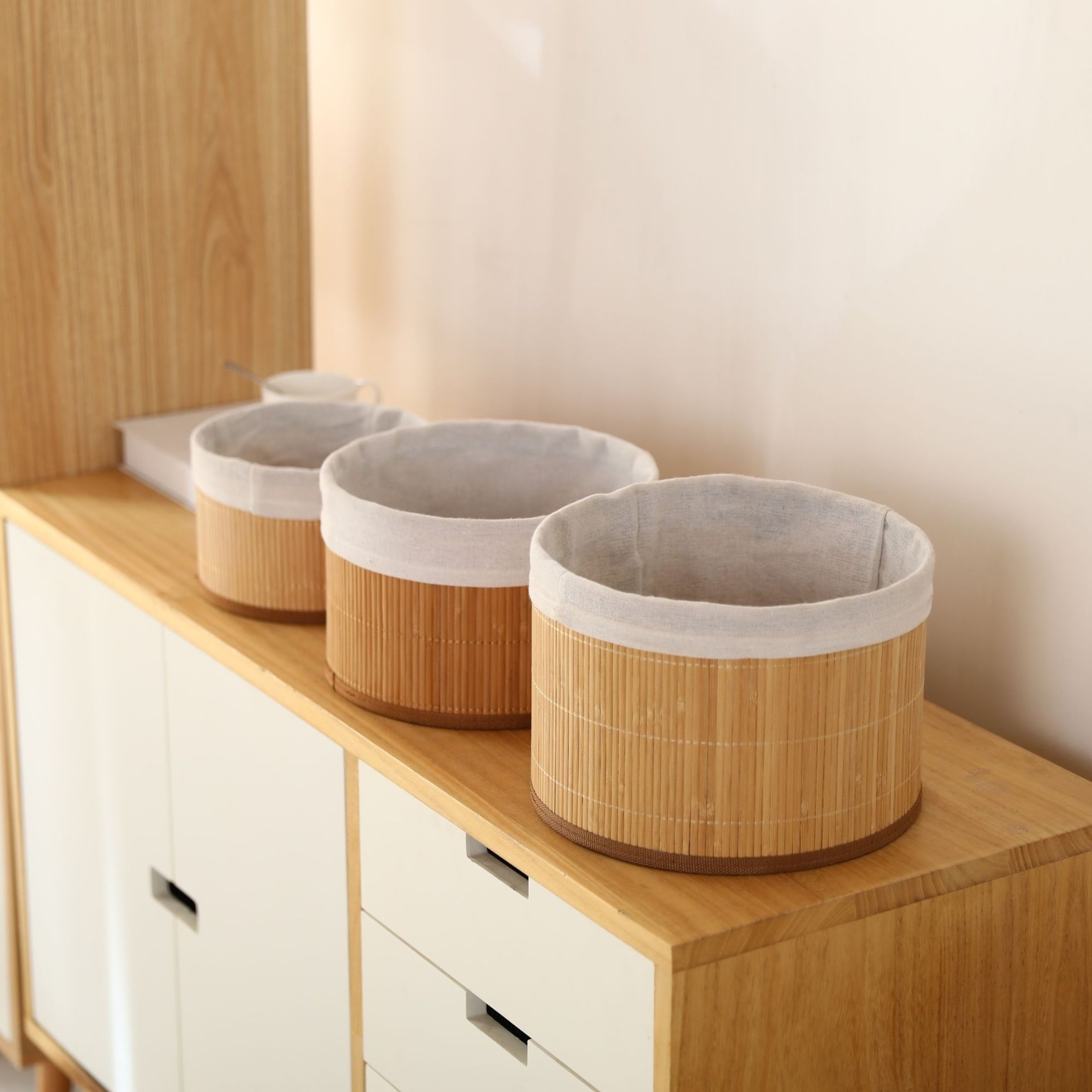 Kitchen Storage Basket With Bamboo Board Large Capacity - Temu